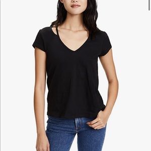 REBECCA MINKOFF Lonnie Womens Cut-Out Slub T-Shirt XS black